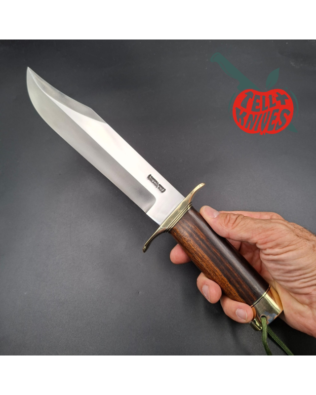 Randall Made Knives Model 12-9 Sportsman Bowie forged carbon steel Ironwood handle Brass guard and pommel