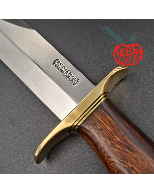 Randall Made Knives Model 12-6 Sportsman Bowie forged carbon steel Ironwood handle Brass guard and pommel