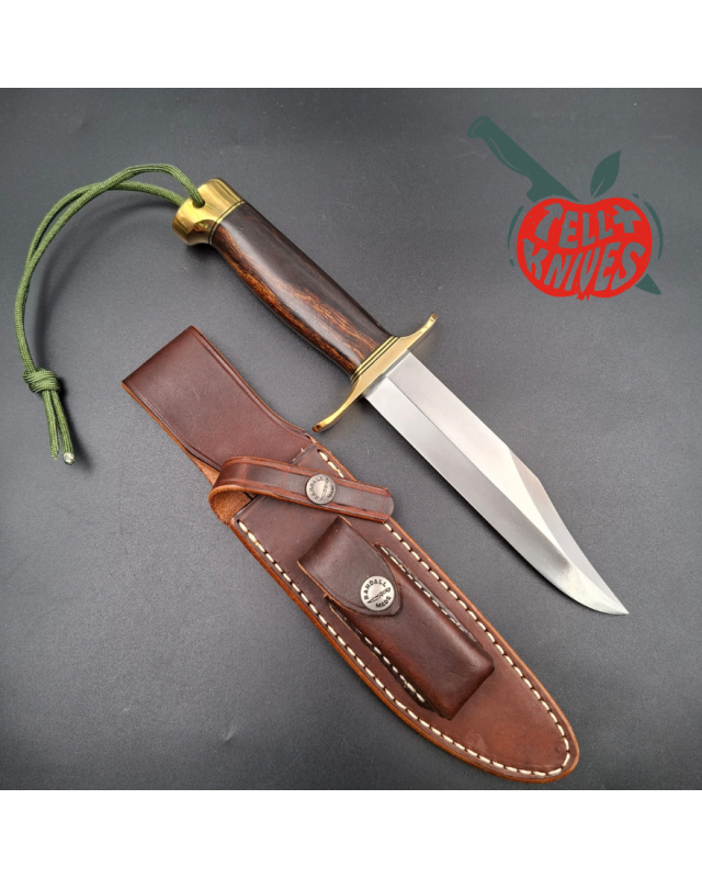 Randall Made Knives Model 12-6 Sportsman Bowie forged carbon steel Ironwood handle Brass guard and pommel
