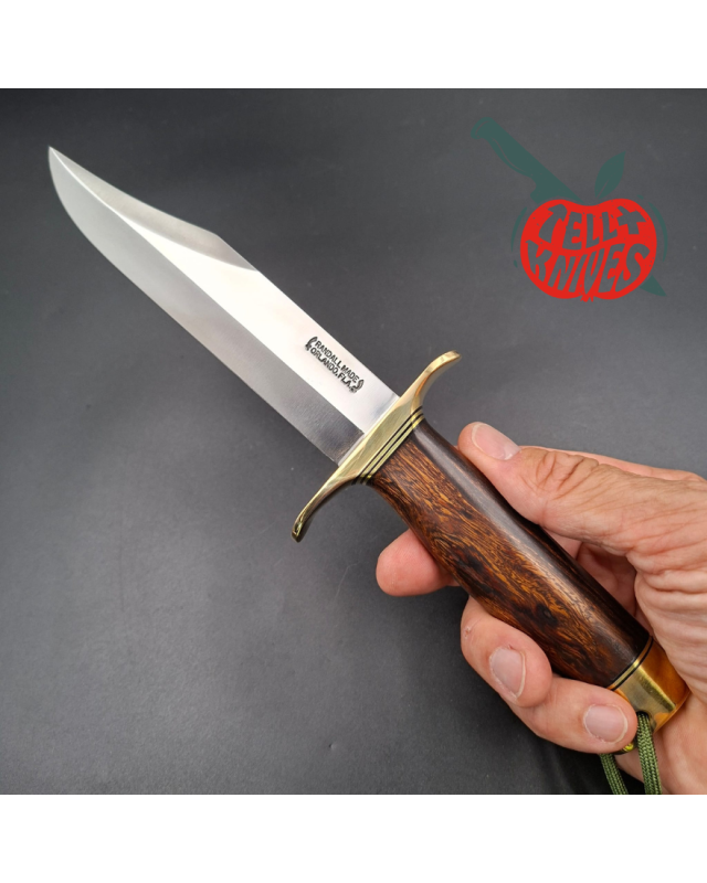 Randall Made Knives Model 12-6 Sportsman Bowie forged carbon steel Ironwood handle Brass guard and pommel