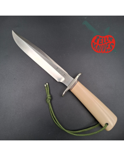 Randall Made Knives Model 1-7 Westmoreland-style forged stainless steel ivorite handle brown leather sheath with stone