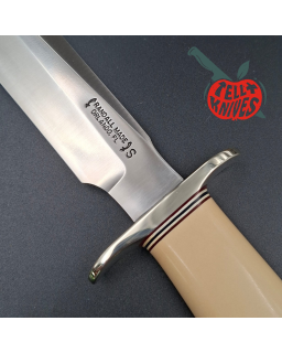 Randall Made Knives Model 1-7 Westmoreland-style forged stainless steel ivorite handle brown leather sheath with stone