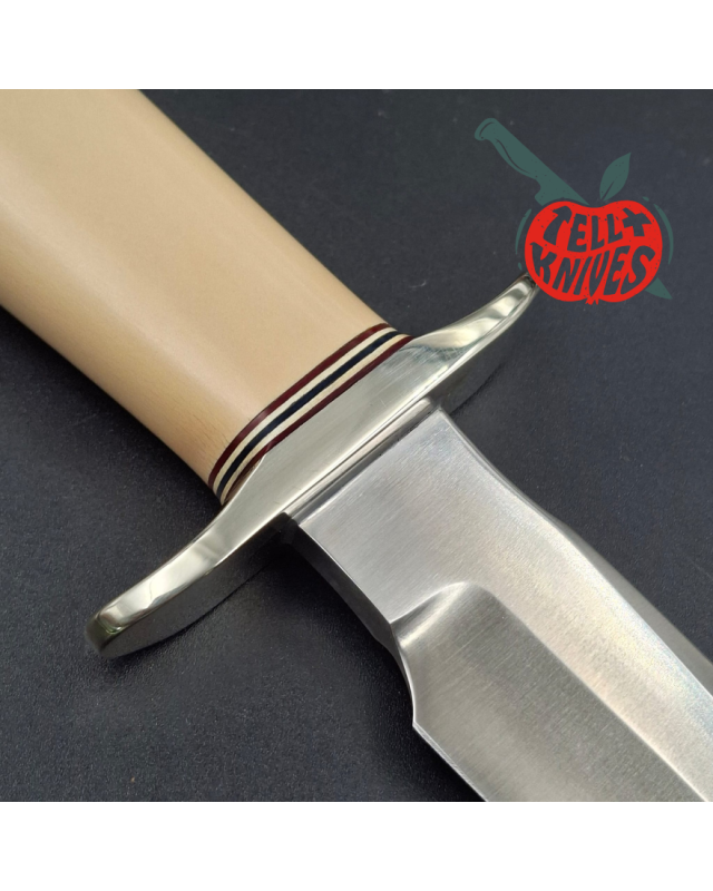Randall Made Knives Model 1-7 Westmoreland-style forged stainless steel ivorite handle brown leather sheath with stone