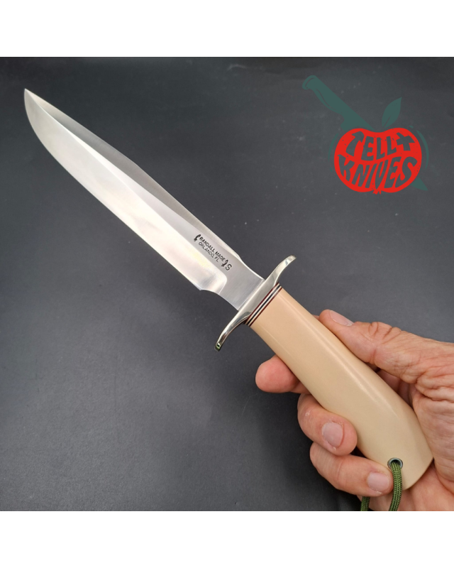 Randall Made Knives Model 1-7 Westmoreland-style forged stainless steel ivorite handle brown leather sheath with stone