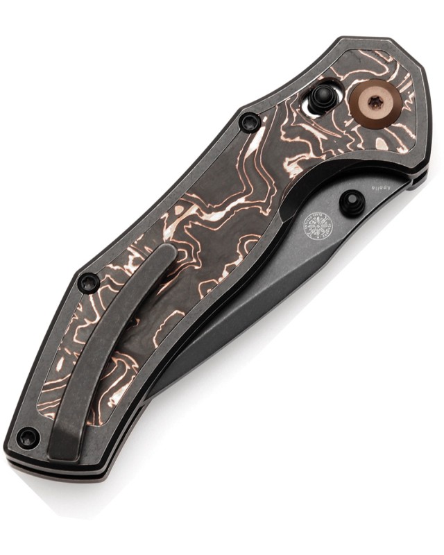 Coltello pieghevole Kansept Apollo Crossbar Lock in acciaio CPM S35VN con manico in titanio e fibra di carbonio blu