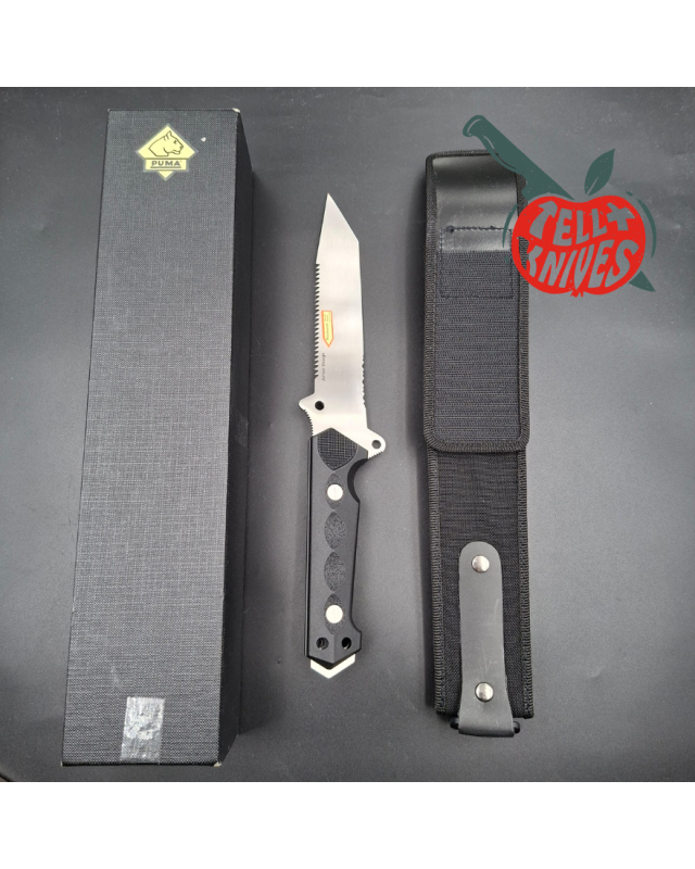 PUMA Solingen 132002 Scout full-tang stainless steel blade, chisel grind, black polymer handle