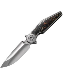 Rike Knife Viper 3 V2 M398 Integral Titanium, marmoriert, schwarz-orange, CF