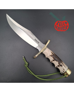 Randall Made Knives Model 12 - 8 Bear Bowie forged carbon steel 4 fingers grip stag handle Brass guard and pommel