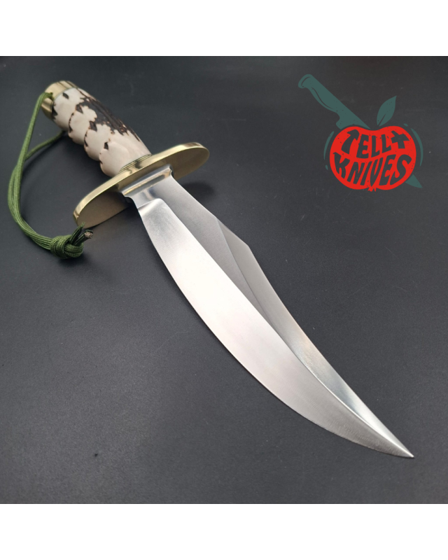 Randall Made Knives Model 12 - 8 Bear Bowie forged carbon steel 4 fingers grip stag handle Brass guard and pommel