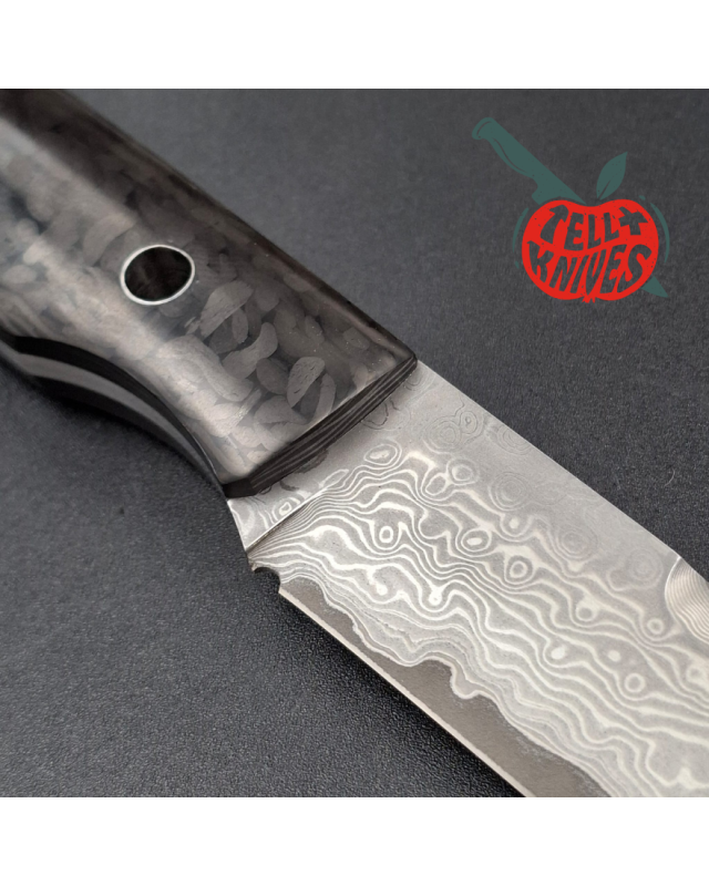 Sergey Shidlovskiy Custom Knife Stiletto Grande VG-10 Damascus Carbon Fiber