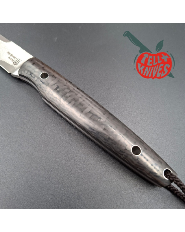 Sergey Shidlovskiy Maßgefertigtes Stiletto-Messer, groß, VG-10-Damaszenerstahl, Kohlefaser