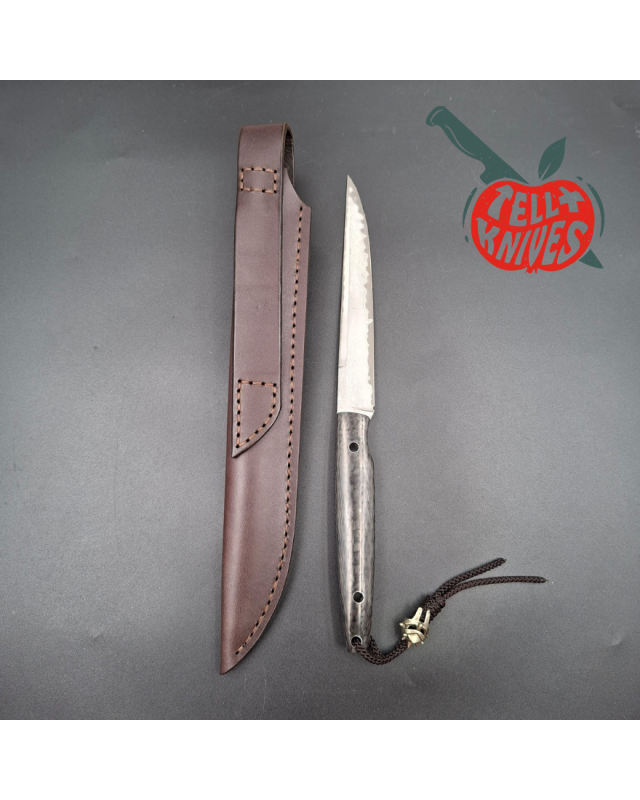 Coltello personalizzato Sergey Shidlovskiy Stiletto Grande VG-10 Damasco in fibra di carbonio