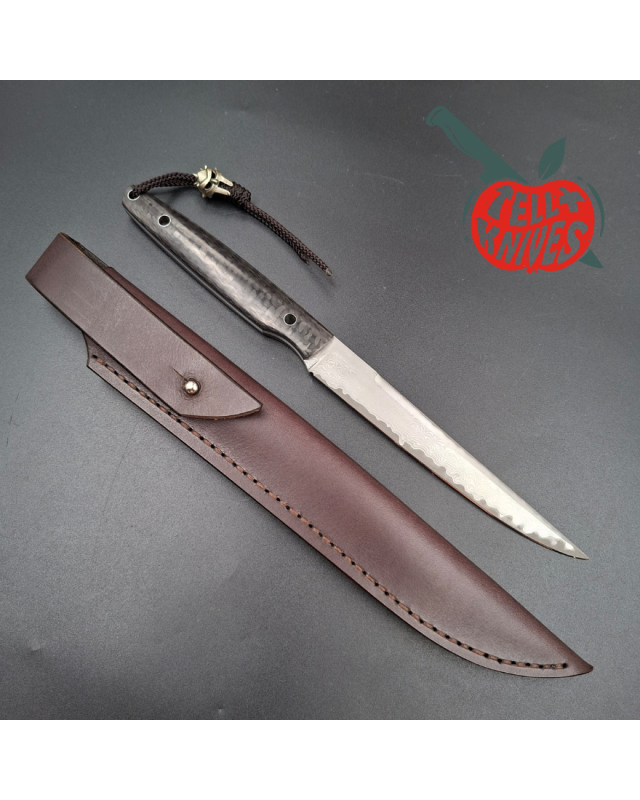 Sergey Shidlovskiy Custom Knife Stiletto Grande VG-10 Damascus Carbon Fiber
