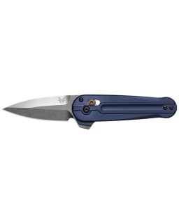 Lowden M390, acciaio di alta qualità, finitura stonewash, manico in alluminio blu, flipper, chiusura AXIS