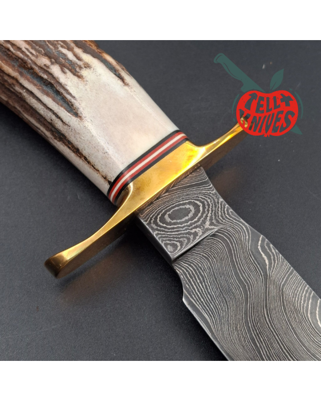 BlackJack Classic Blades Modello 1-7 Damasco con corona di cervo