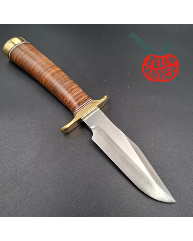 Randall Made Knives Model 8-4 Trout & Bird – Leather Handle – Waxed Sheath