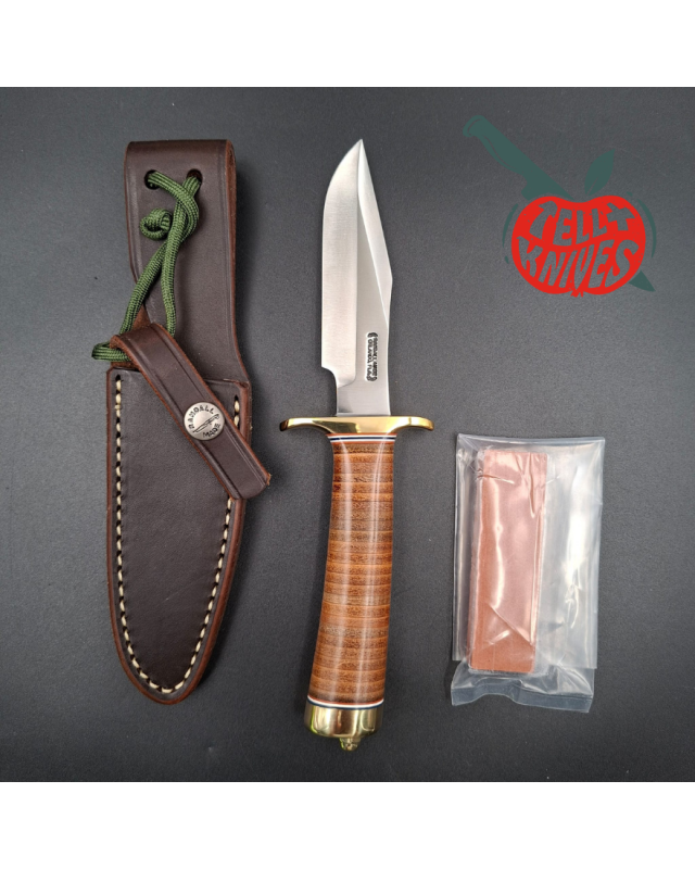 Randall Made Knives Model 8-4 Trout & Bird – Leather Handle – Waxed Sheath
