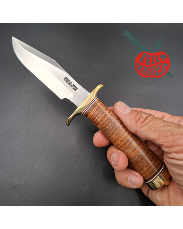 Randall Made Knives Model 8-4 Trout & Bird – Leather Handle – Waxed Sheath