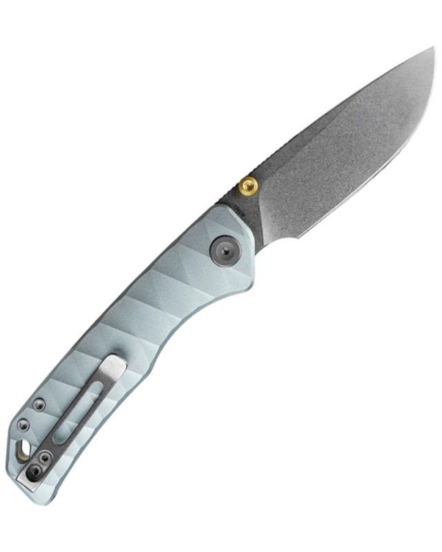 Vosteed Marten 330 Top Linerlock Stonewash 154CM Stainless Steel Blade Light Blue Aluminum Handle