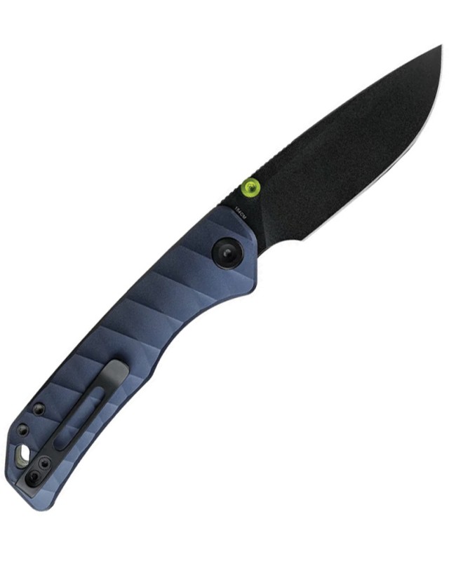Vosteed Marten 330 Top Linerlock Black Stonewash 154CM Stainless Steel Blade Blue Aluminum Handle