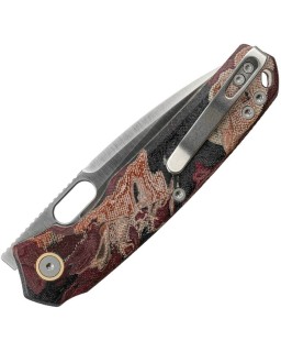 Vosteed Psyop Top satin finish ELMAX Stainless Steel Blade canvas rag burl micarta handle linerlock