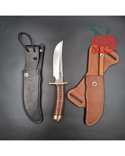 Randall Made Knives Model 4-6F Fighter – acier carbone O-1 – manche cuir empilé - laiton