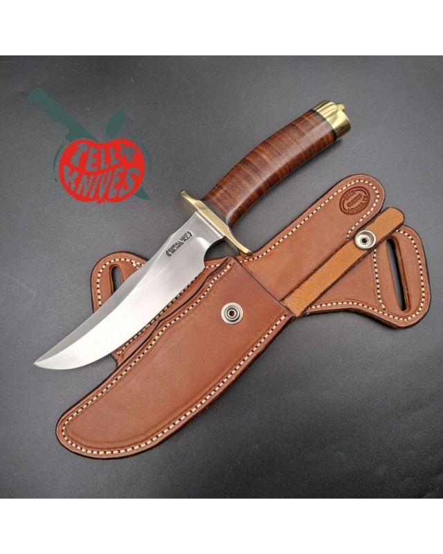 Randall Made Knives Model 4-6F Fighter – acier carbone O-1 – manche cuir empilé - laiton