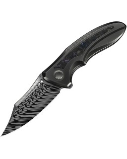 WE Knife Varg WE25074-DS1 – Fafnir Damasteel – Titanium et carbone multicolore