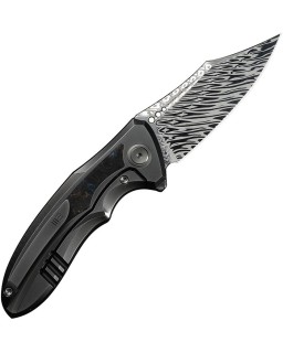 WE Knife Varg WE25074-DS1 – Fafnir Damasteel – Titanium et carbone multicolore