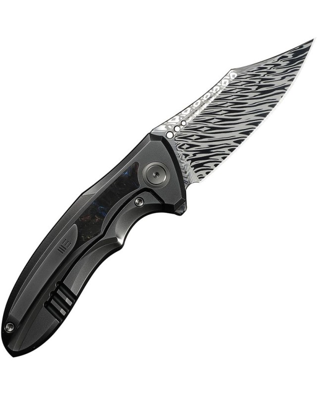 WE Knife Varg WE25074-DS1 – Fafnir Damasteel – Titanium et carbone multicolore
