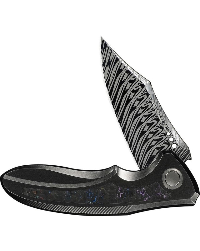 WE Knife Varg WE25074-DS1 – Fafnir Damasteel – Titanium et carbone multicolore