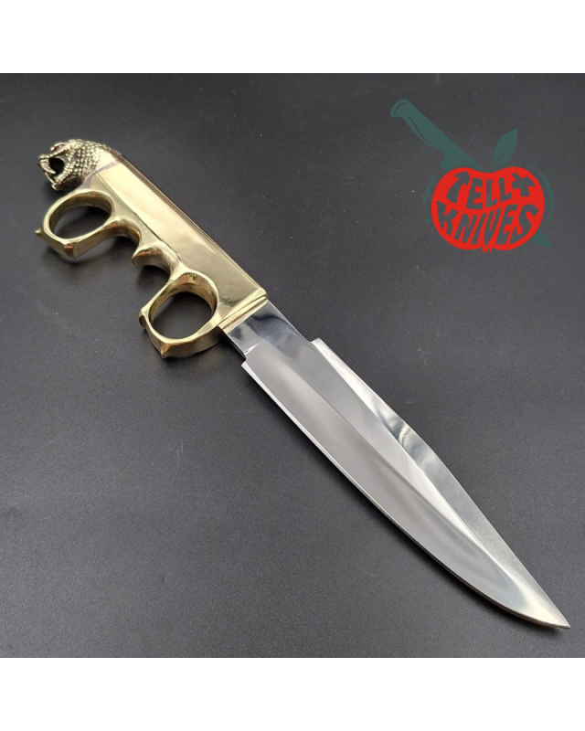 La Grotte du Loup – King Cobra Trench Knife Custom – acier carbone forgé et laiton
