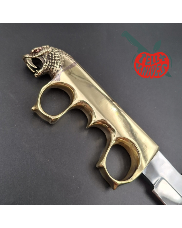La Grotte du Loup – King Cobra Trench Knife Custom – acier carbone forgé et laiton