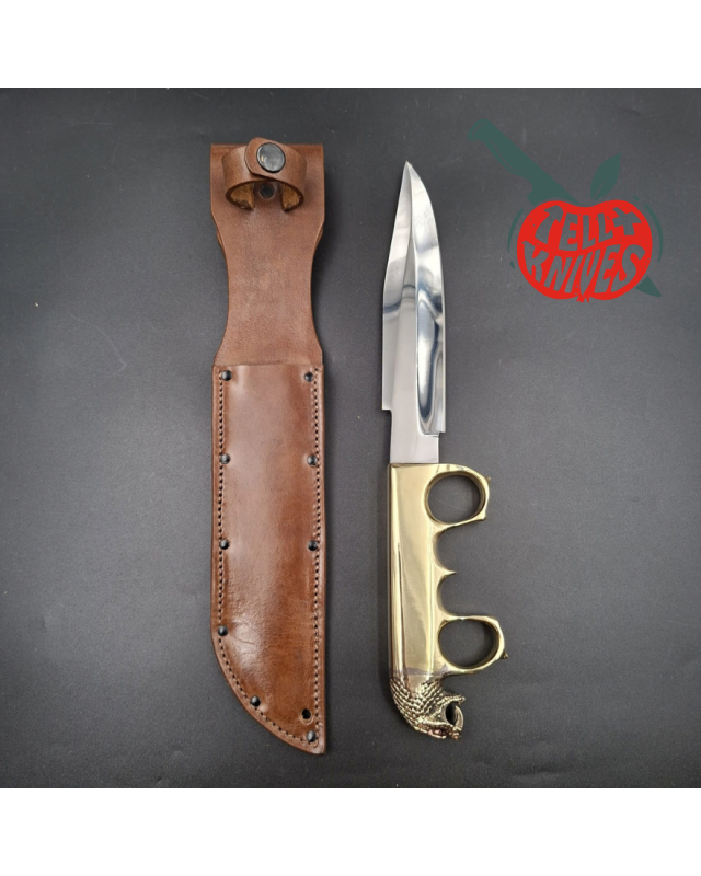 La Grotte du Loup – King Cobra Trench Knife Custom – acier carbone forgé et laiton