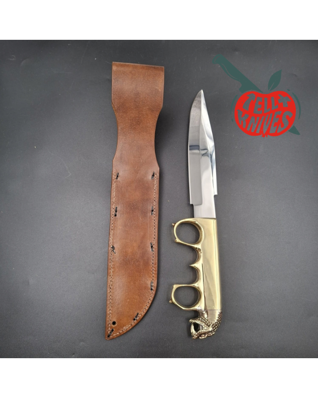 La Grotte du Loup – King Cobra Trench Knife Custom – acier carbone forgé et laiton