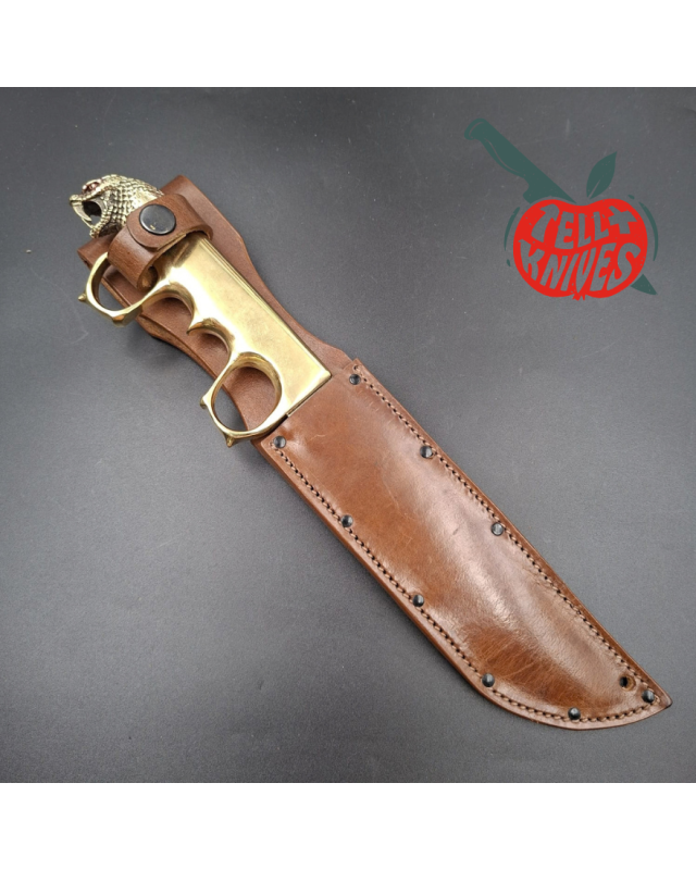 La Grotte du Loup – King Cobra Trench Knife Custom – acier carbone forgé et laiton