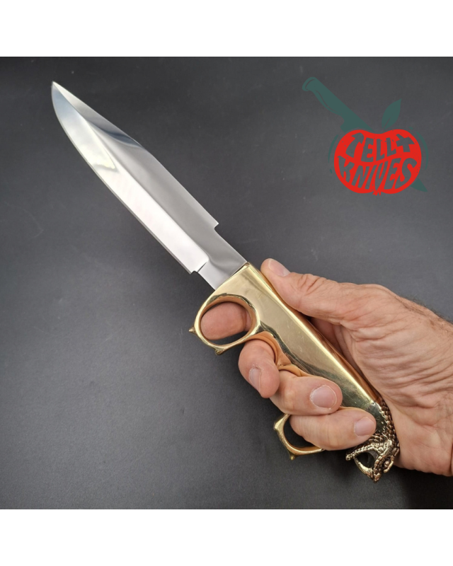 La Grotte du Loup – King Cobra Trench Knife Custom – acier carbone forgé et laiton