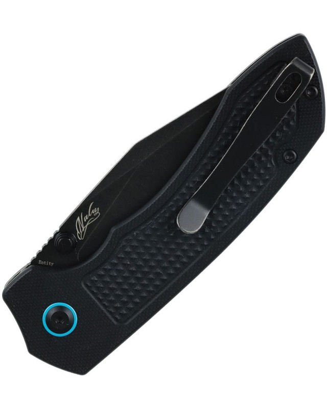 Tenable Entity  – lame 14C28N Blackwash et manche G10 noir