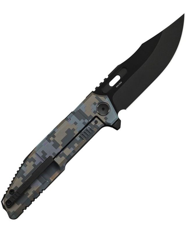WE Knife Barracks WE25078-3 – lame acier M390 manche titane Camo Pixel Pattern – Édition limitée