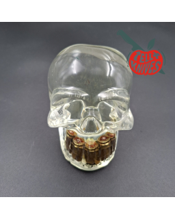 La Grotte du Loup – Crâne porte-couteau en résine transparente avec douilles