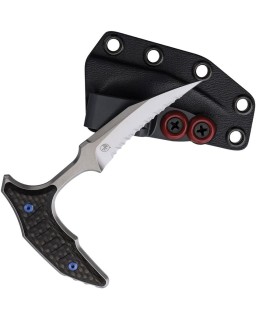 Microtech BEE Marfione Select – lame M390 Stonewash satin, fibre de carbone et titane bronze – Full Serrated