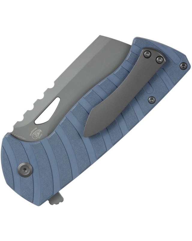Tenable Leviathan  – lame acier D2 TiCN gris manche G10 bleu ardoise – Warhawk Knives