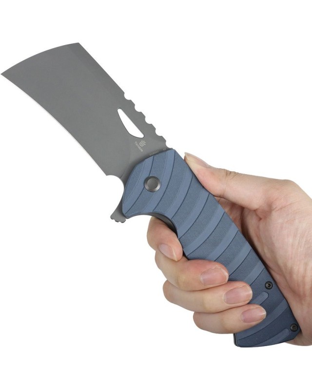 Tenable Leviathan  – lame acier D2 TiCN gris manche G10 bleu ardoise – Warhawk Knives