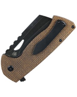 Tenable Leviathan  – Lame acier D2 blackwash manche micarta brun