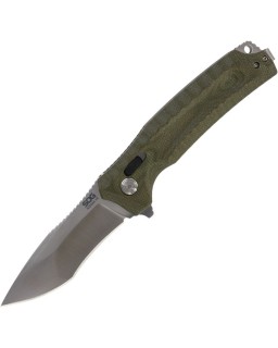 SOG Hidaka XR acier 3V Satin – Design Kiku Matsuda manche micarta vert olive