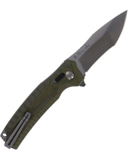 SOG Hidaka XR acier 3V Satin – Design Kiku Matsuda manche micarta vert olive