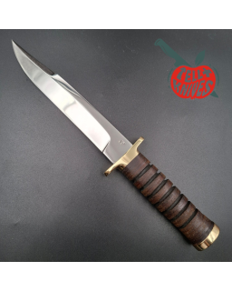 Jean Tanazacq 1989 Modèle Prairie 2 acier 440C forgé finition miroir garde laiton manche rondelles de cuir étui cuir