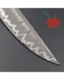 Sergey Shidlovskiy Custom Knives Dandy – Acier laminé CruWear / N690 manche en os de baleine teinté bleu