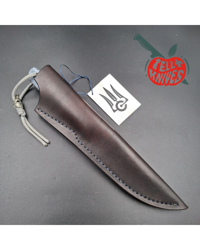Sergey Shidlovskiy Custom Knives Dandy – Acier laminé CruWear / N690 manche en os de baleine teinté bleu