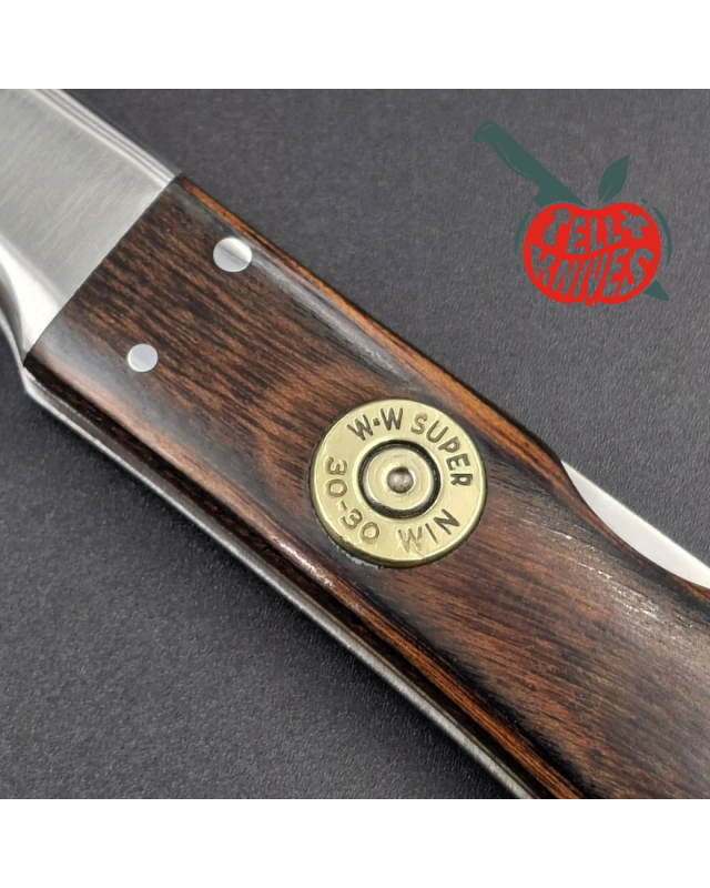 Al Mar Gunstock I 8501 – lame acier inoxydable 6A manche Titanwood étui cuir – Seki Japan
